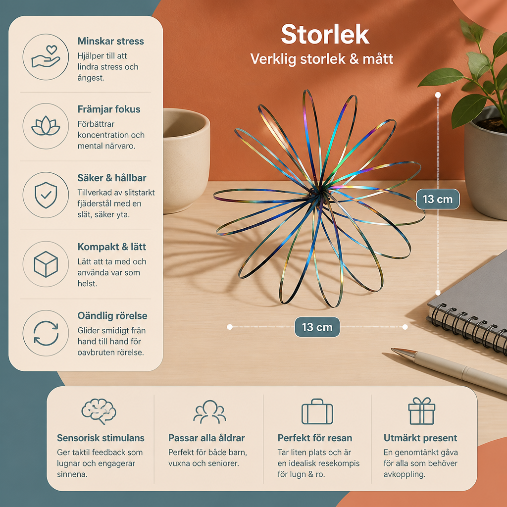 Geometrisk Fidget-leksak med Fjäder – Sensorisk Antistresskulptur