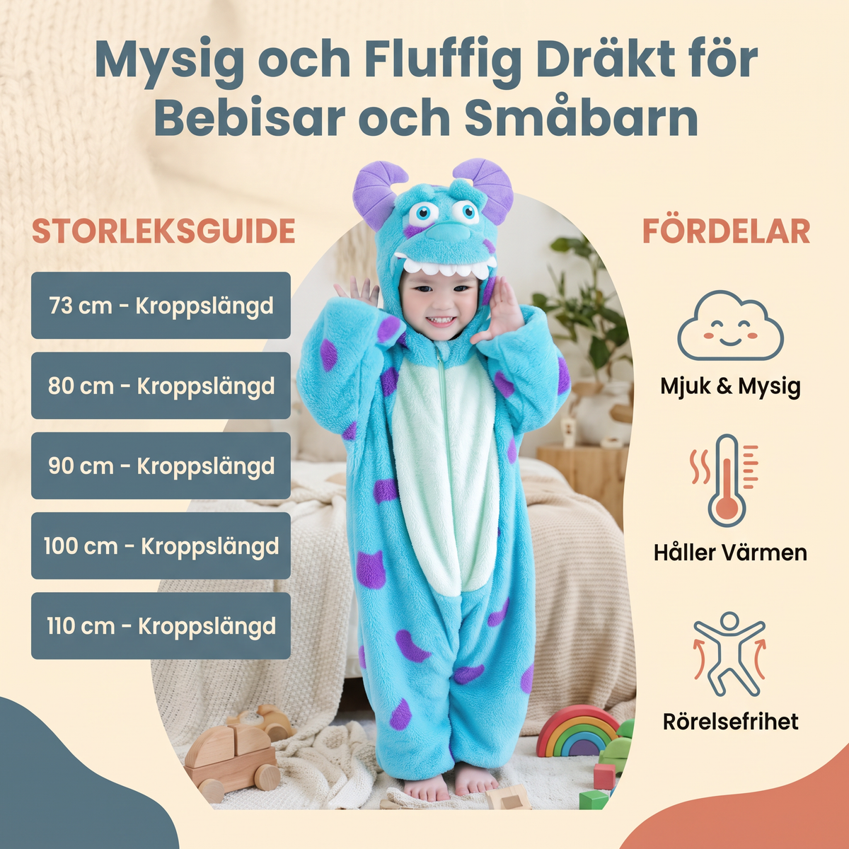 Mysig och Fluffig Dräkt för Bebisar och Småbarn