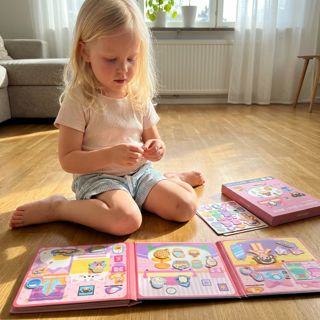 Montessori Magnetisk Tyst Bok – Kreativ Klädpåklädning och Scenlek