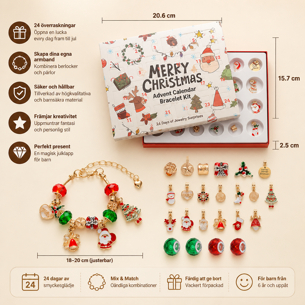 24-dagars julkalender med armband – DIY-smyckesset för flickor