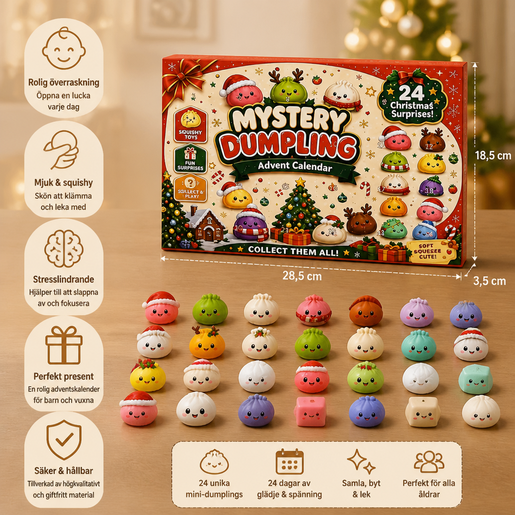 Adventskalender med Mini-Dumpling Squishy-leksaker