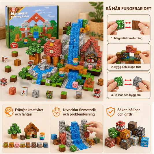 100-delars Magnetiskt Byggkubsset – Montessori STEM-Konstruktionsleksak för Barn