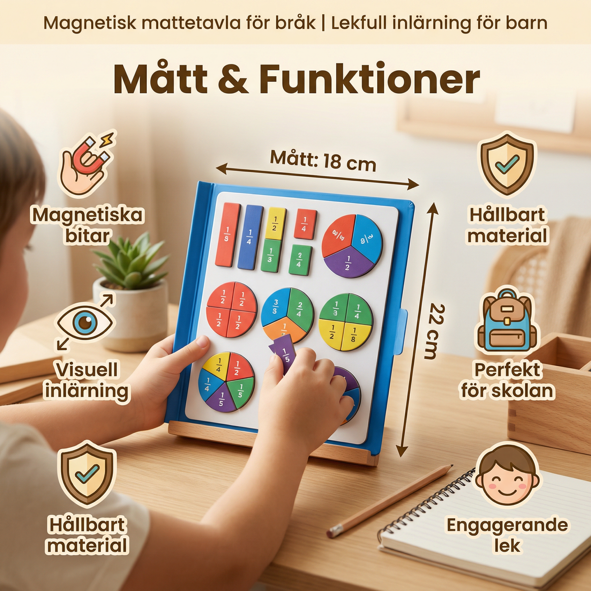 Magnetisk mattetavla för bråk | Lekfull inlärning för barn