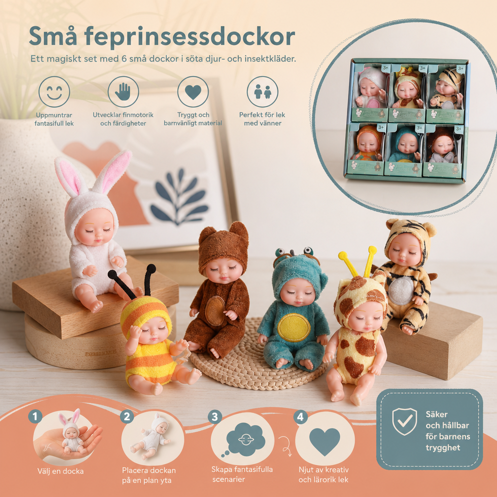 Utklädningsset med små feprinsessdockor
