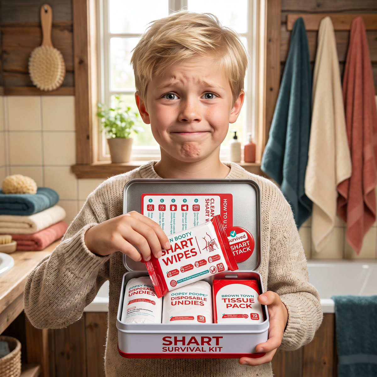 Roligt ”Shart Survival Kit” – det ultimata pranks presentsetet med bajstema