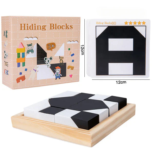 Battle Block-pusselspel i trä ⎜ Pedagogisk leksak för logikträning för barn med kort och brädspel