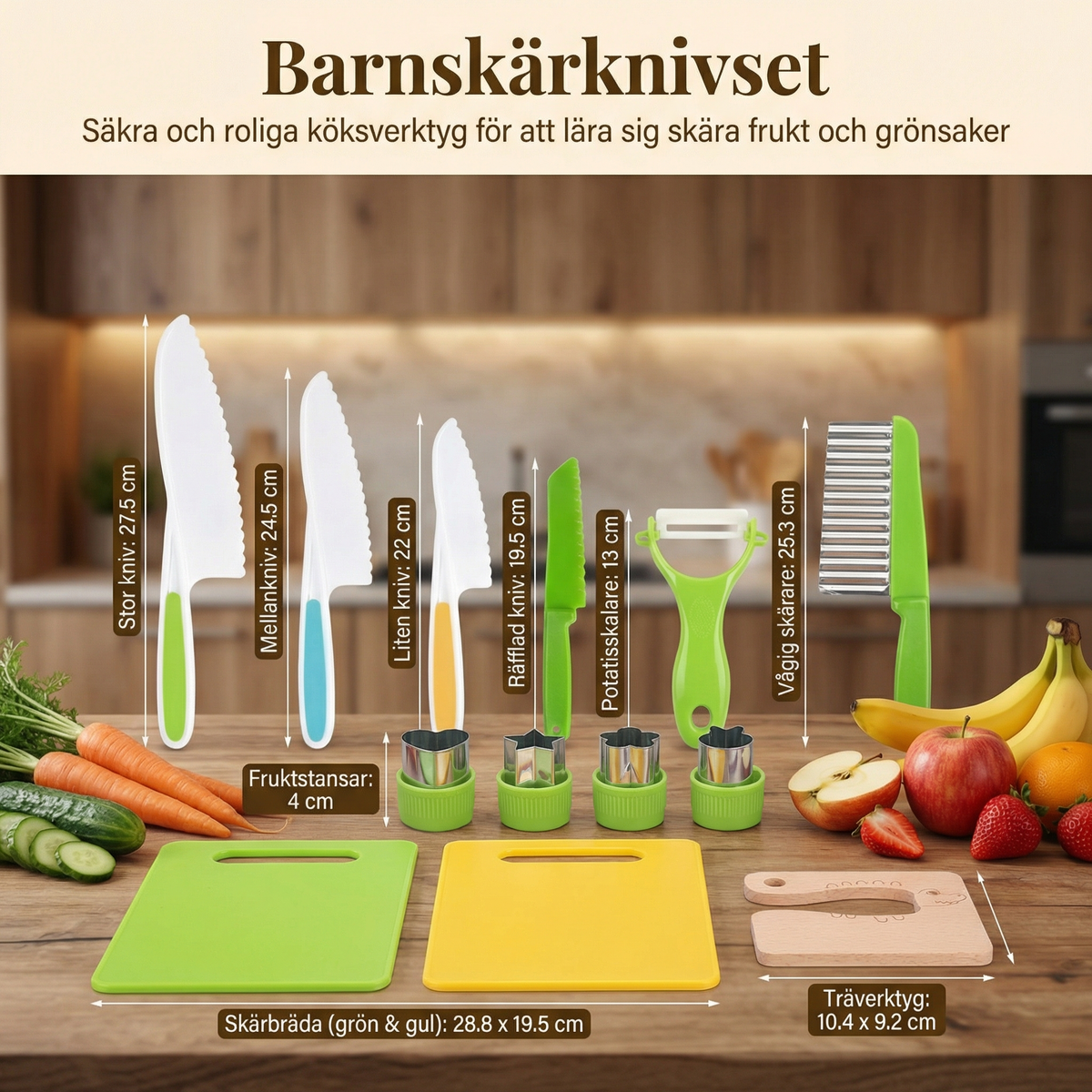 Barnskärknivset | Säkra och roliga köksverktyg för att lära sig skära frukt och grönsaker