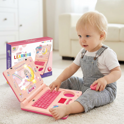 Interaktiv laptop för barn med ljus, musik och rullande skärm