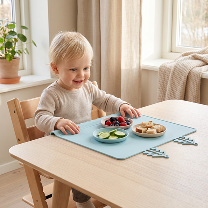 BabySafe Praktisk och Hygienisk Silikonunderlägg för Bebisar med Upphöjd Kant