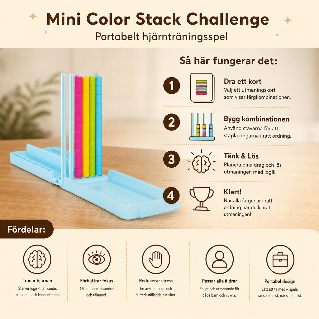 Mini Color Stack Challenge – Portabelt Hjärnträningsspel