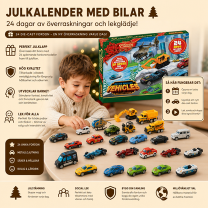 Julkalender med Bilar i Metallgjutning för Barn