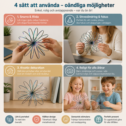 Geometrisk Fidget-leksak med Fjäder – Sensorisk Antistresskulptur