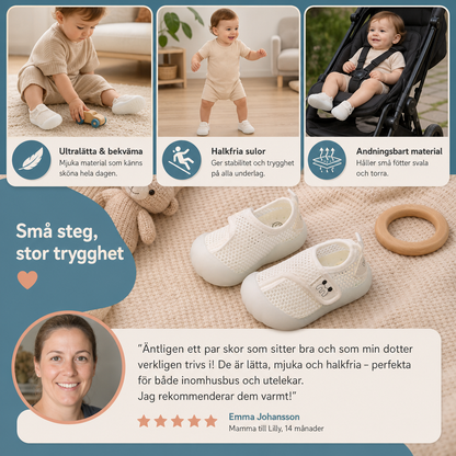 Bekväma babyskor med mjuka, halkfria sulor