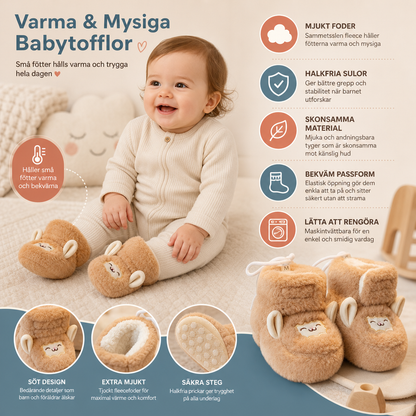 Varma och Mysiga Babytofflor med Mjukt Fleecefoder och Halkfria Sulor