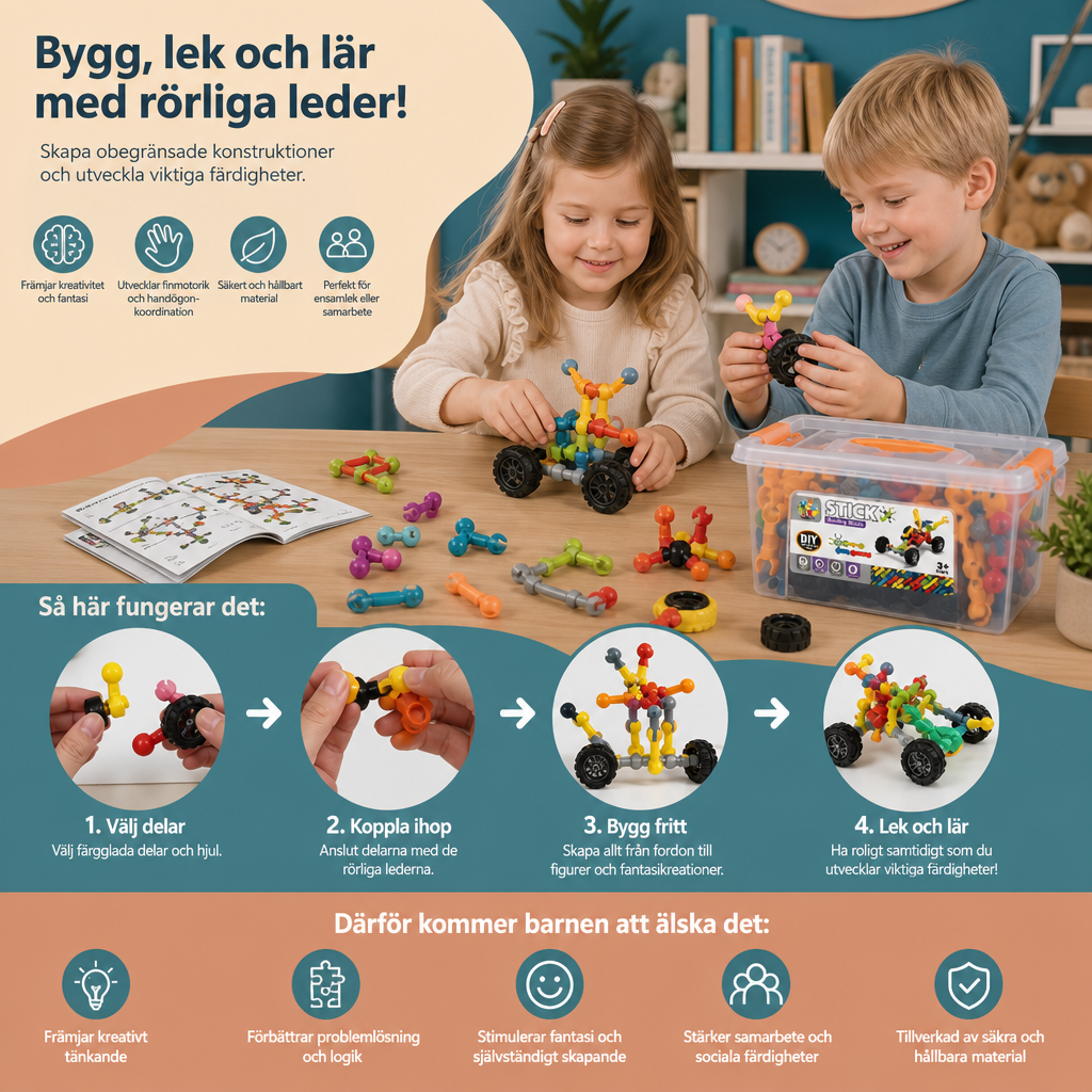 Pedagogiskt DIY-byggset med rörliga leder