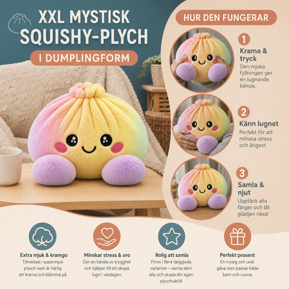 XXL Mystisk Squishy-Plyschleksak i Dumplingform