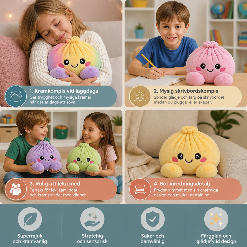 XXL Mystisk Squishy-Plyschleksak i Dumplingform