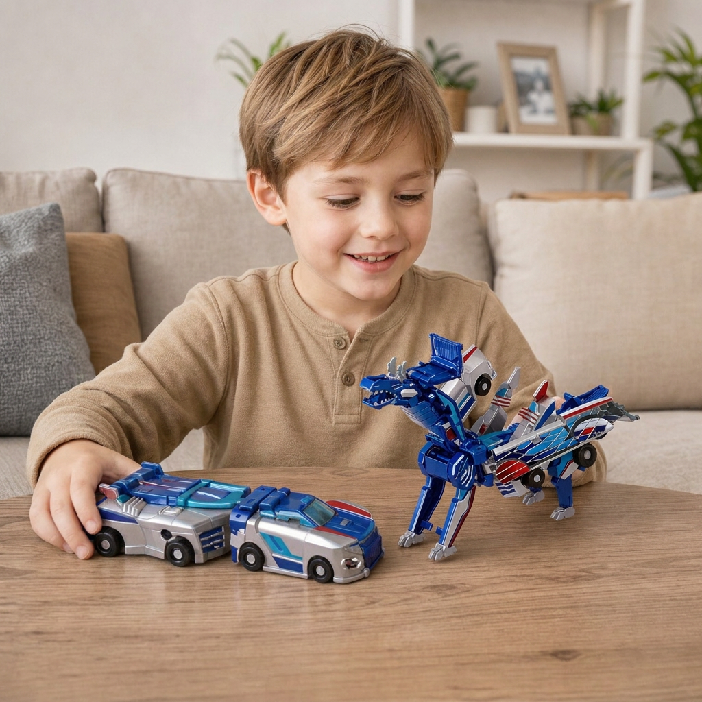 2-i-1 Magnetisk Förvandlingsbil & Dinosaurieleksak med Automatisk Kollisionsfunktion