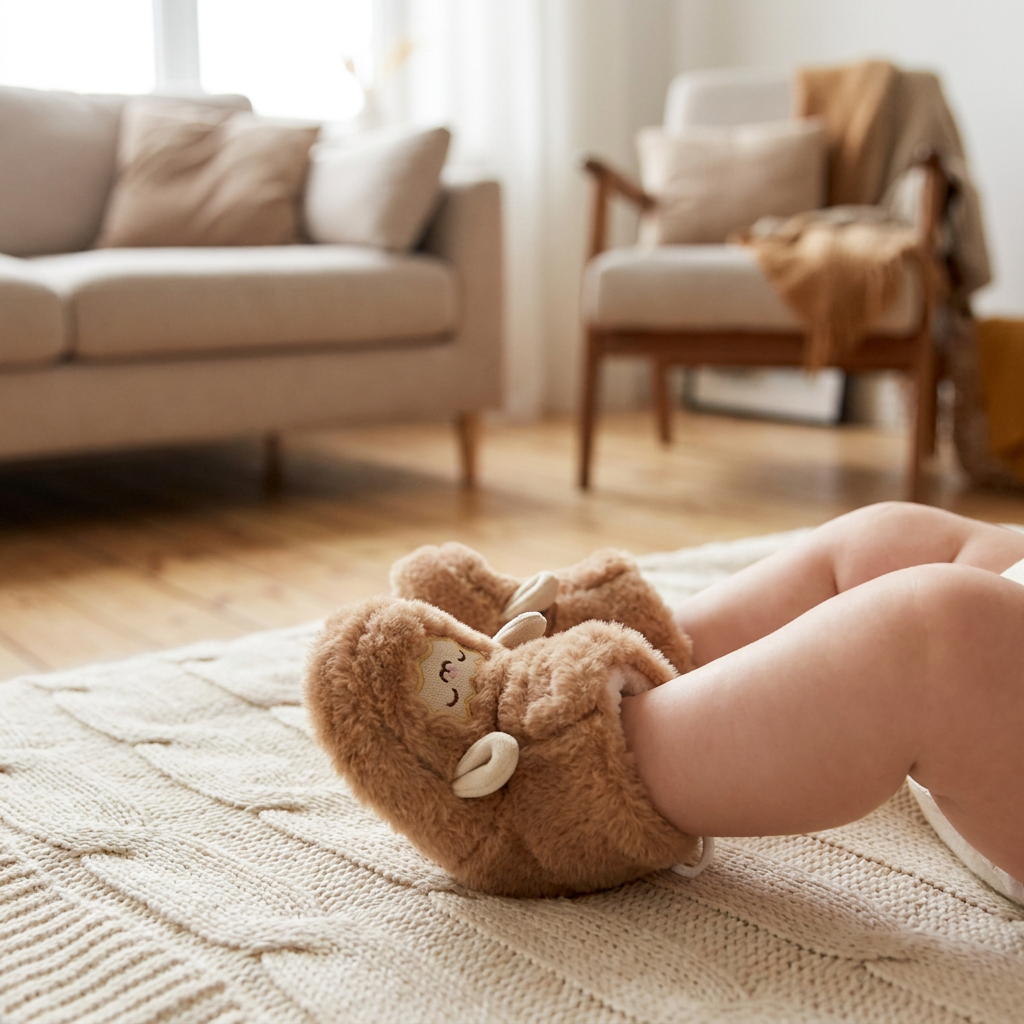 Varma och Mysiga Babytofflor med Mjukt Fleecefoder och Halkfria Sulor