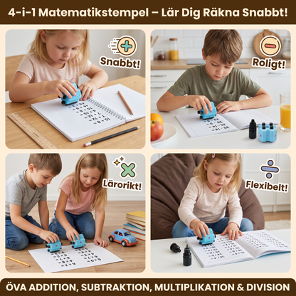 4-i-1 Matematikstempel – Öva Addition, Subtraktion, Multiplikation & Division