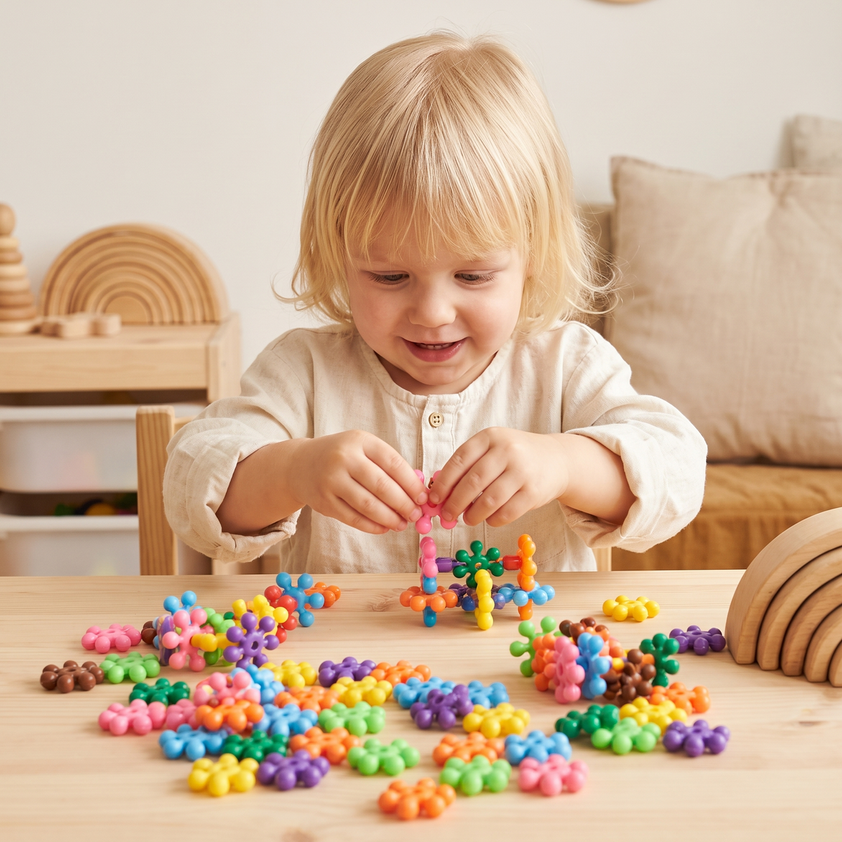 Montessori-Byggklossar i Plommonblomsform