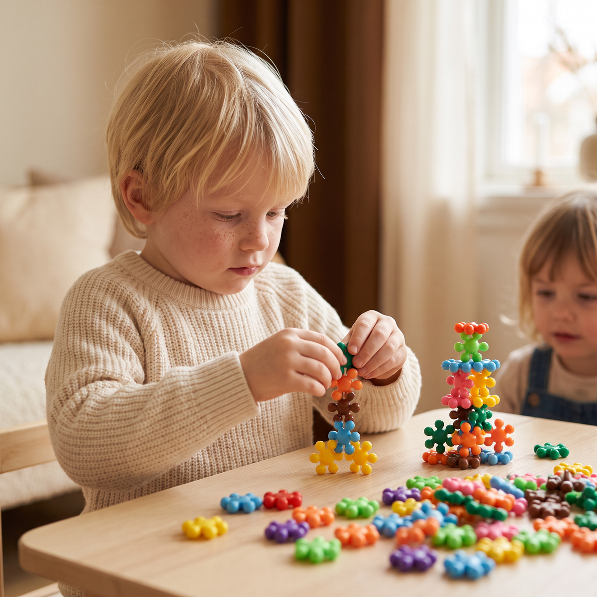 Montessori-Byggklossar i Plommonblomsform
