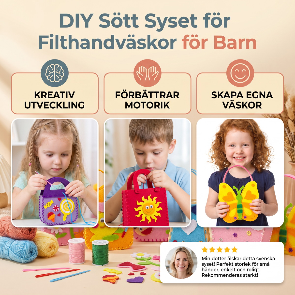 DIY Sött Syset för Filthandväskor för Barn