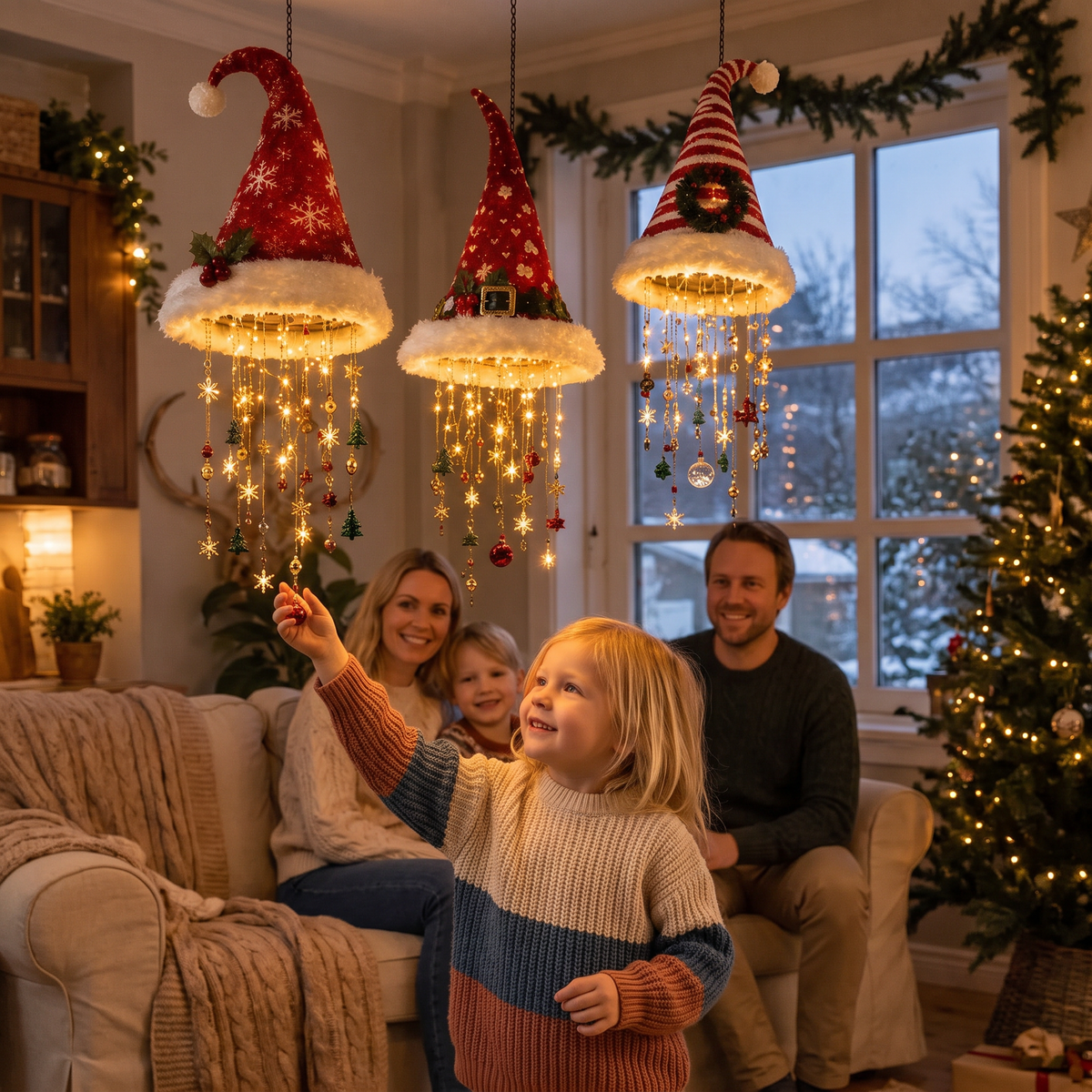 Julbelysning med Tomteluvor och LED-ljusslinga