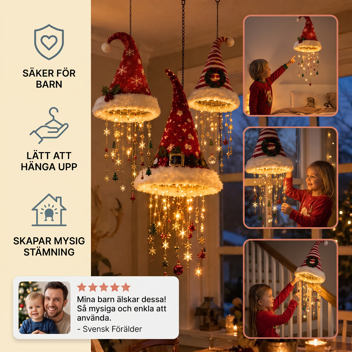 Julbelysning med Tomteluvor och LED-ljusslinga