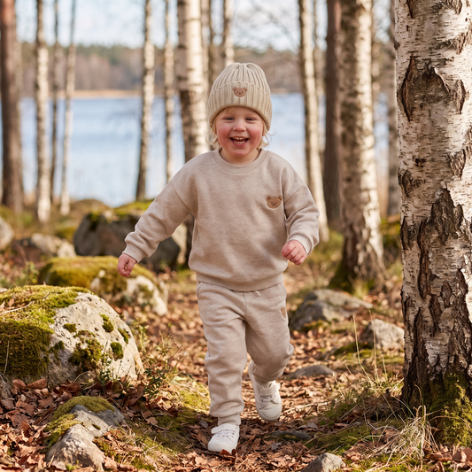 Babyset med Broderad Björntröja och Matchande Mjukisbyxor