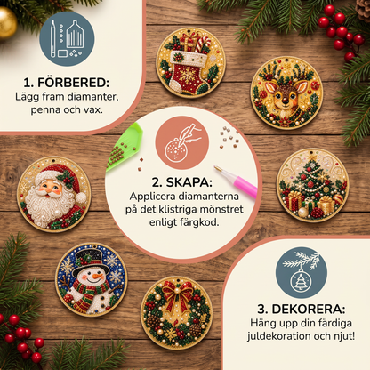 DIY Diamantmålningskit för Juldekorationer i Trä