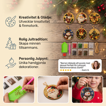 DIY Diamantmålningskit för Juldekorationer i Trä
