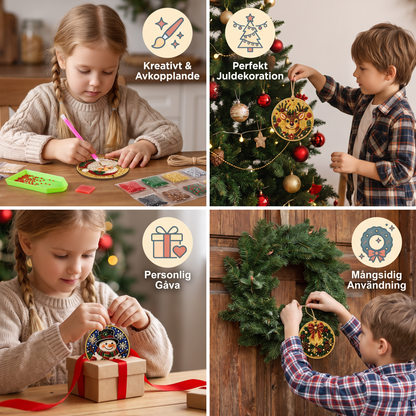 DIY Diamantmålningskit för Juldekorationer i Trä