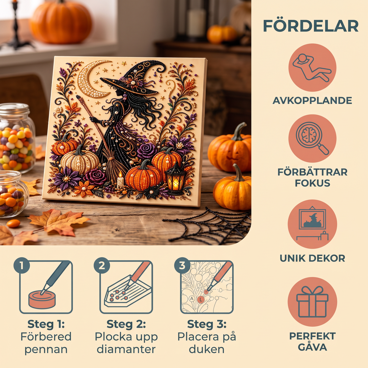 DIY Diamantmålningskit för Halloween