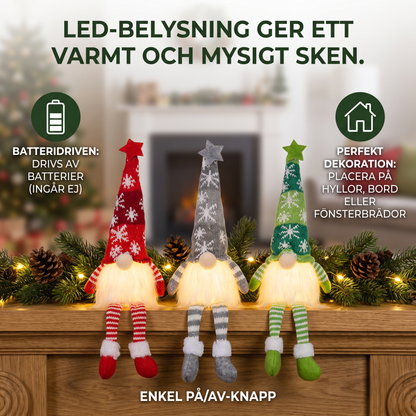 LED-belysta juldekorationer i form av tomtenissar