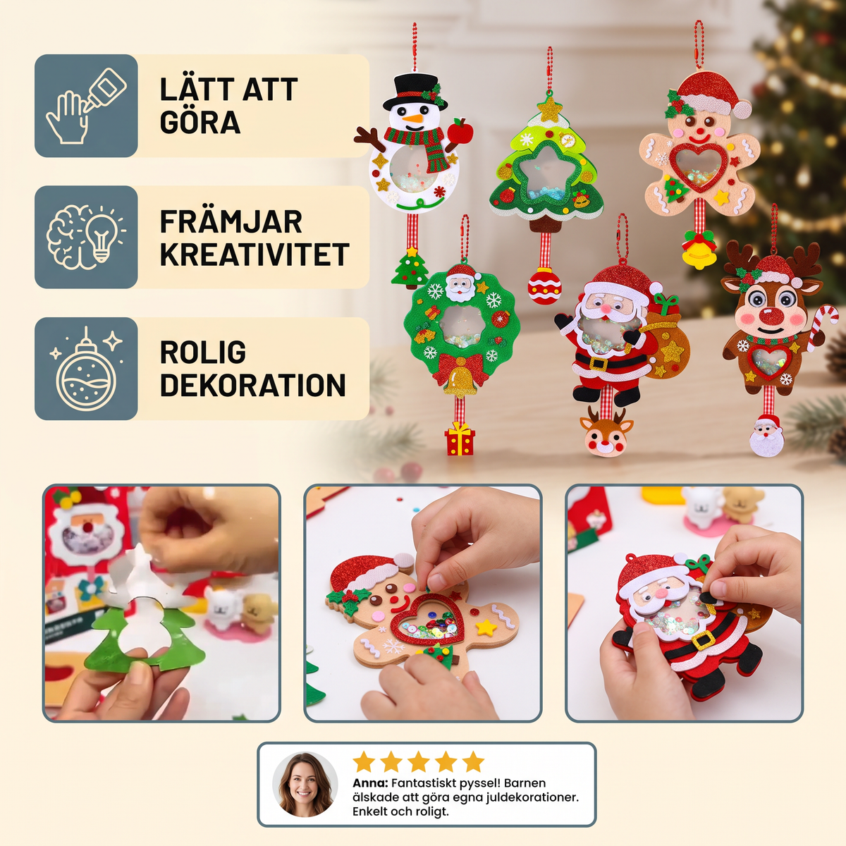 DIY-pysselset för juliga shakerdekorationer för barn