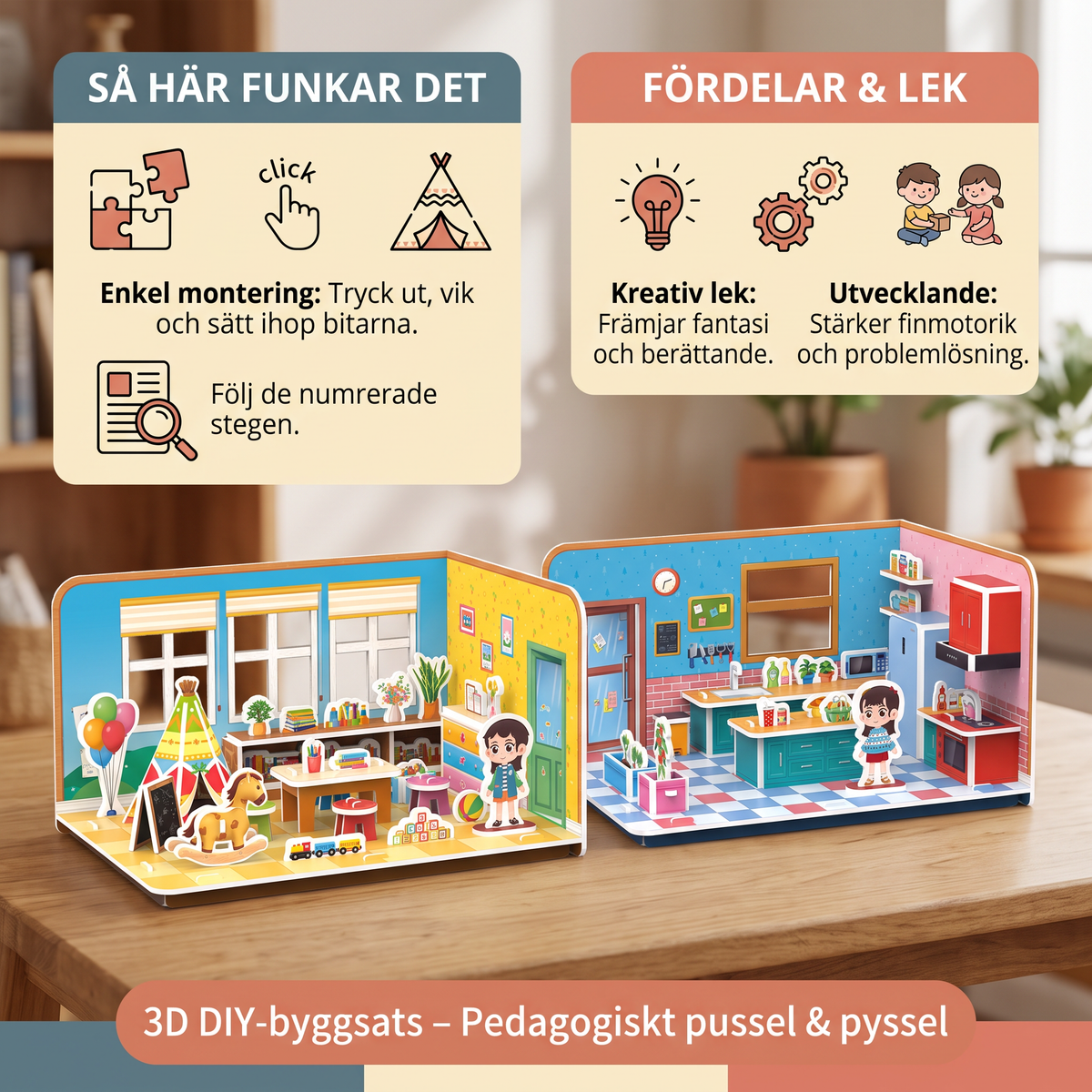 3D DIY-byggsats för lekrum – Pedagogiskt pussel- och pysselset