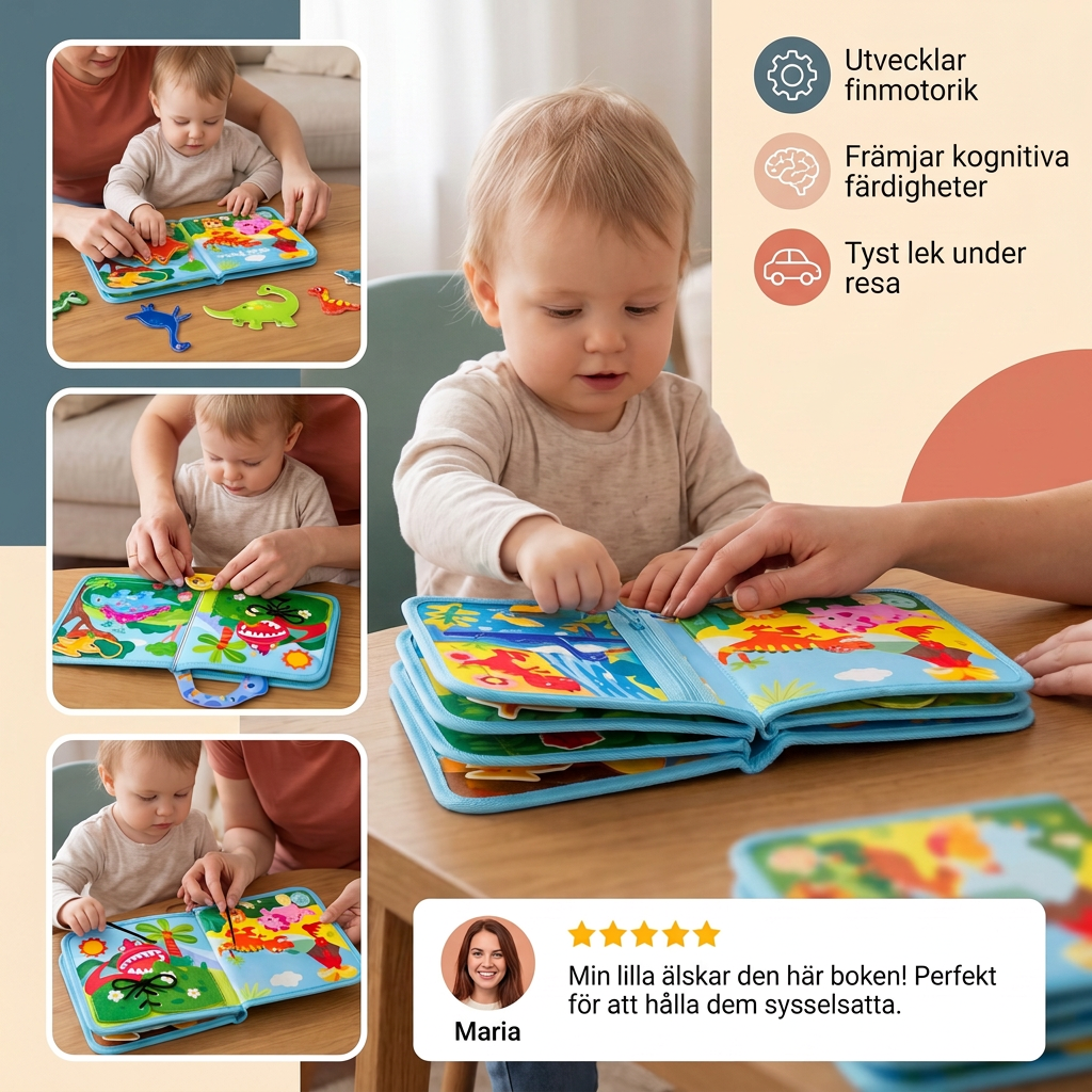 8-in-1 Montessori Dinosaurier Busy Board Aktivitätsbuch für Kleinkinder