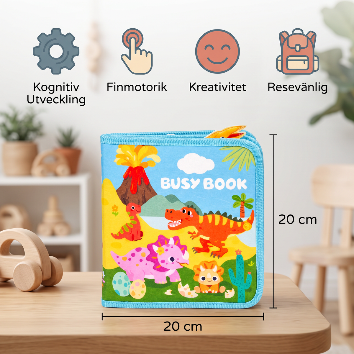 8-in-1 Montessori Dinosaurier Busy Board Aktivitätsbuch für Kleinkinder