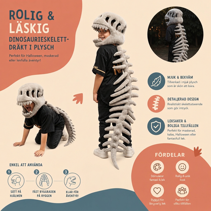 Rolig Dinosaurieskelettdräkt i Plysch