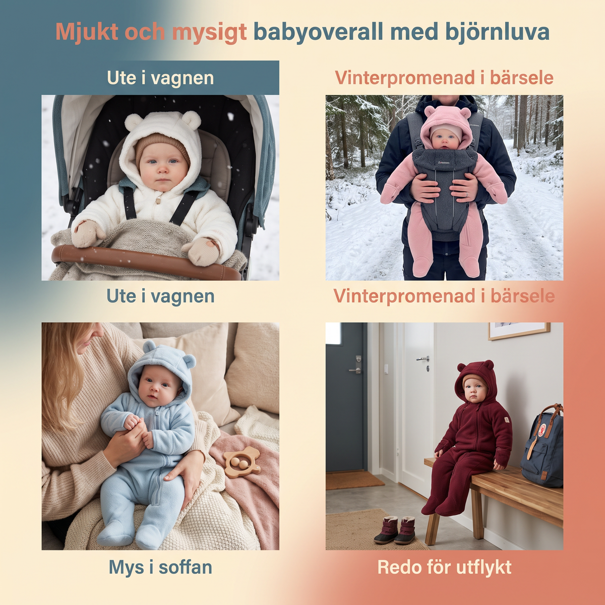 Mjukt och mysigt babyoverall med björnluva