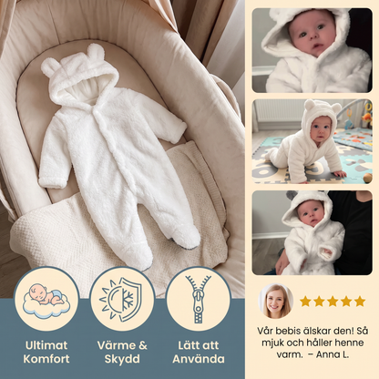 Mjukt och mysigt babyoverall med björnluva