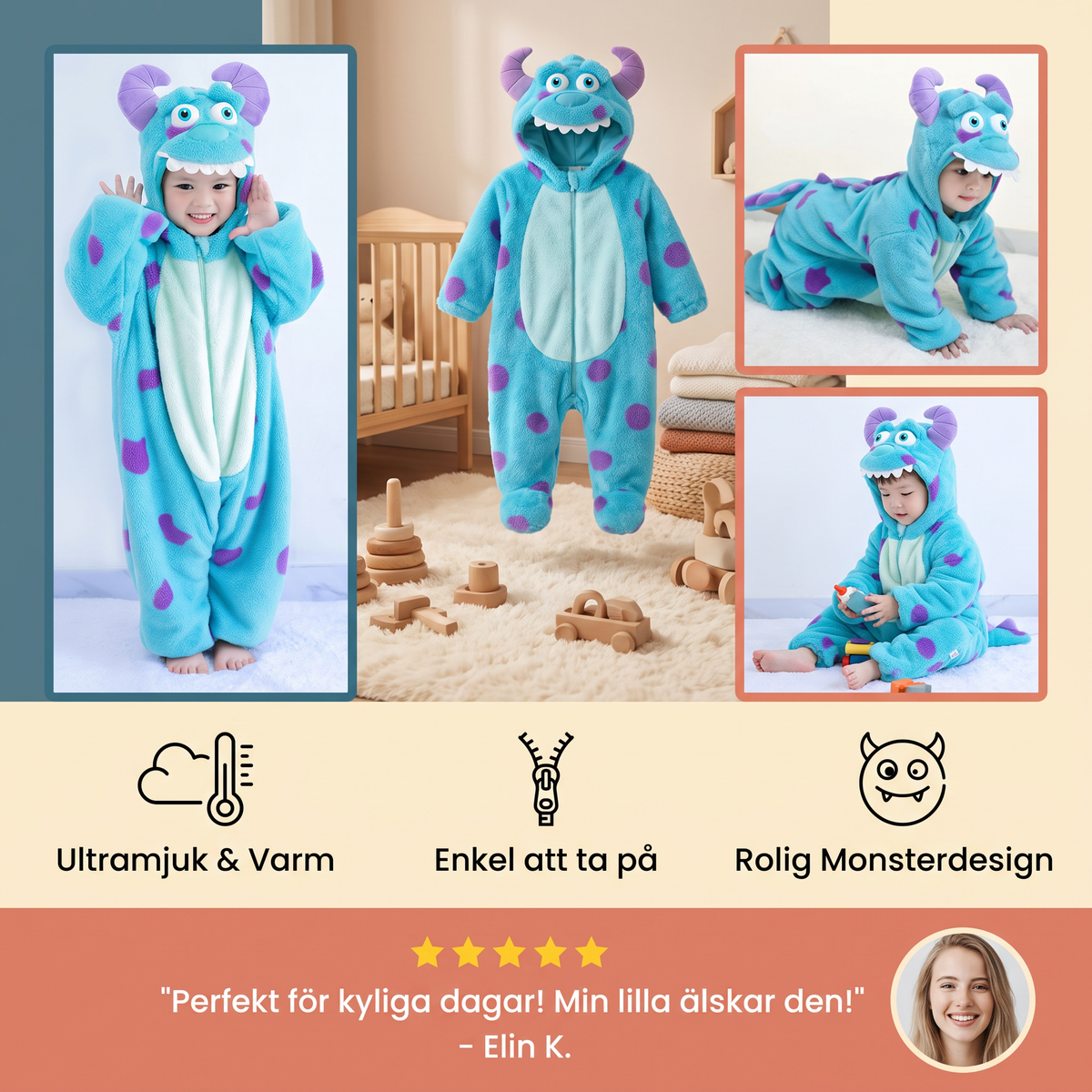 Mysig och Fluffig Dräkt för Bebisar och Småbarn