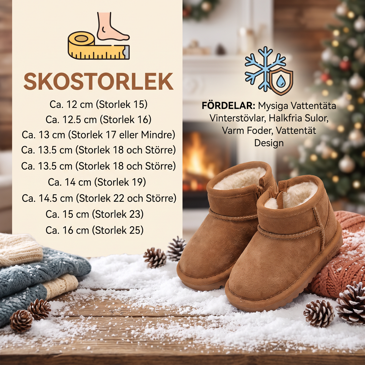 Mysiga Vattentäta Vinterstövlar med Halkfria Sulor