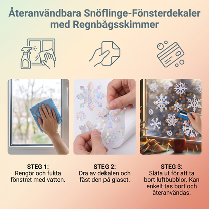 Återanvändbara Snöflinge-Fönsterdekaler med Regnbågsskimmer