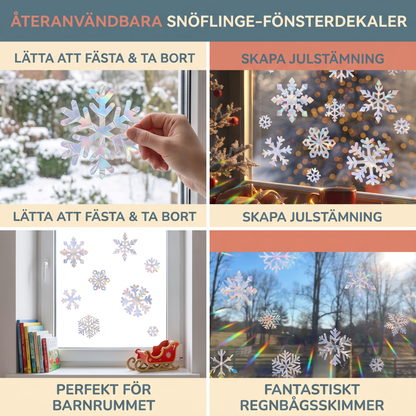Återanvändbara Snöflinge-Fönsterdekaler med Regnbågsskimmer