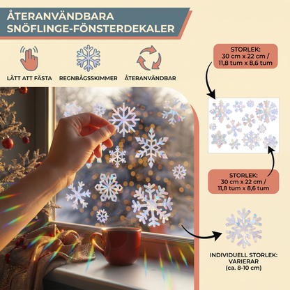 Återanvändbara Snöflinge-Fönsterdekaler med Regnbågsskimmer
