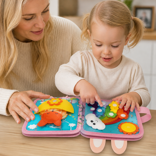 Montessori Sensorisk Aktivitetsbok med Taktila Upplevelser för Småbarn