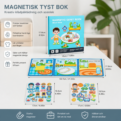 Montessori Magnetisk Tyst Bok – Kreativ Klädpåklädning och Scenlek