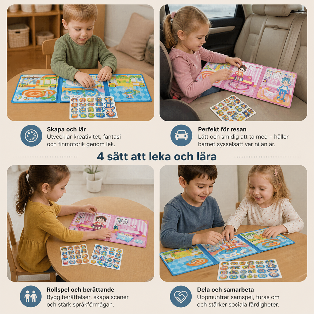 Montessori Magnetisk Tyst Bok – Kreativ Klädpåklädning och Scenlek